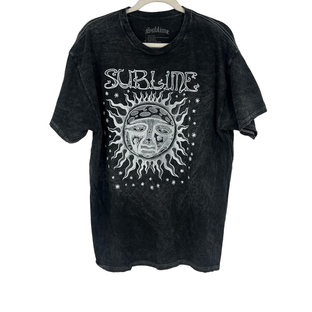 Officially Licensed Sublime Classic Sun T-Shirt Black Acid Wash XLG NWOT